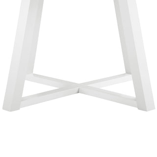 Edo Contemporary Round Dining Table, Trestle Base, White Finish