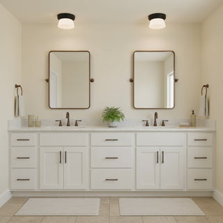 7-Inch Black LED Flush Mount Ceiling Light - Ultra-Slim Integrated LED Light Fixture for Hallway, Kitchen, and Closet - Modern Industrial Grade Low Profile Ceiling Lamp - 12W 1100LM Dimmable Interior Lighting