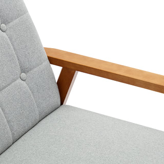 Accent Chairs Set of 2 with Side Table, Mid Century Modern Accent Chair, Wood and Fabric Armchairs Side Chair, Lounge Reading Comfy Arm Chair for Living Room, Bedroom, Office