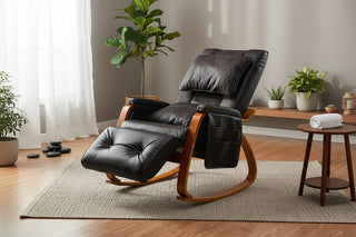 MASSAGE Comfortable Rocking Chair | Brown "High-Velocity" Comfort Chassis | [TOTAL-SOOTHE EXTRACTION-WELD] | Industrial-Grade Vibration-Logic &amp; Rapid-Swell Rocking Technology