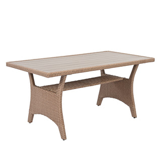 TOPMAX 6-Piece Outdoor Rattan Wicker Set Patio Garden Backyard Sofa, Chair, Stools and Table, Natural