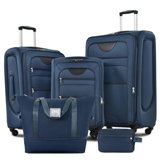 Softside Luggage Expandable 3 Piece Set Suitcase with Duffel Bag Upright Spinner Softshell Lightweight Luggage Travel Set-22/26/30 IN