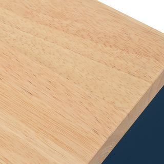 K&K Rolling Kitchen Island With Extended Table, Kitchen Island on Wheels with LED Lights,Power Outlets and 2 Fluted Glass Doors, Kitchen Island with a Storage Compartment and Side 3 Open Shelves, Navy