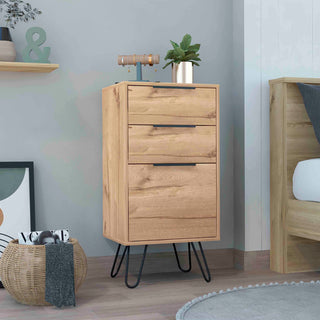 Augusta Light Oak 3-Drawer Dresser with Hairpin Legs - Compact Modern Storage