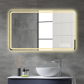 40"x24" LED Bathroom Mirror, Wall Mounted Vanity Mirror with Front Lights, Anti-Fog Frameless Makeup Mirror, Copper-Free Silver Mirror, Horizontal or Vertical Orientation