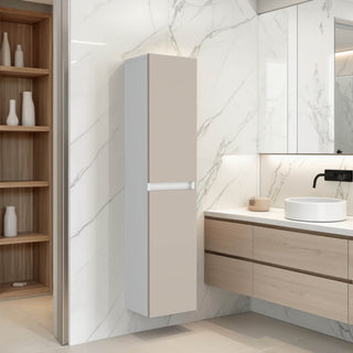 High Two-Door Wall Cabinet with Interior Shelf, White