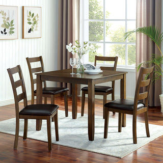 Transitional 5-Piece Dining Table Set with 4 Padded Chairs - Walnut and Dark Brown Finish Wooden Kitchen Table - Industrial Grade Modern Dining Room Furniture Set with Padded Seats - Heavy Duty 5pc Kitchen Set