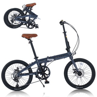 20' Folding City Bike, Lightweight Aluminum Frame, 7-Speed Folding Bike