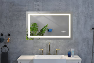 40 x 28 Inch LED Bathroom Mirror with Front and Backlight, Wall Mounted Vanity Mirror, Anti-Fog, Memory, 3 Colors, Stepless Dimmable