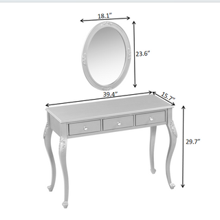 Luxury Makeup Vanity Desk - Gold Dressing Table with Oval Mirror
