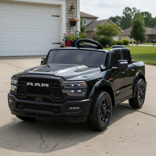 24V Dodge RAM 2500 Licensed Kids Ride On Truck – 160W, 2-Seater, Remote Control, 2WD, 4-Wheel Suspension, Bluetooth & USB (Ages 3-6)