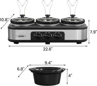 Triple slow cooker and food warmer, view 6