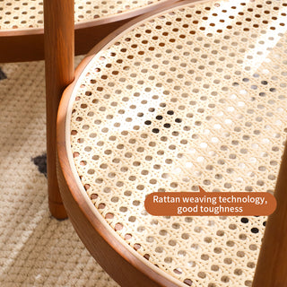 Modern Farmhouse Living Room Coffee Table Set, Stylish and Elegant Nesting Round Wooden Table,Side End table set for Living Room,Bedroom-1pc End Table