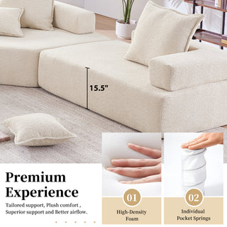 [VIDEO provided] Lounge Frame for Oversized Modular U Shaped Sectional Sofa,Luxury Boucle Floor Couch,Convertible Compressed Couch,Spacious Foam-Filled Sofa for Living Room,2 Colors