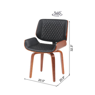 Mid-Century Modern Dining Chair - 360° Swivel(set of 2), PU Leather Upholstery, Ergonomic Design for Kitchen, Office & Dining Room