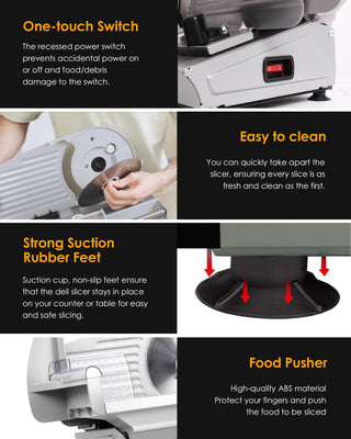 Electric Meat Slicer for Home Use - Deli Food Slicer Machine with 7.5" Stainless Steel Blade, 180W, Adjustable Thickness for Meat, Cheese & Bread