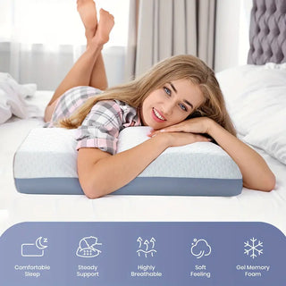4 Inch Memory Foam Pillows, Gel Cooling Bed Pillows, Sleep Pillow, Removable Machine Washable Pillowcase,Standard Size