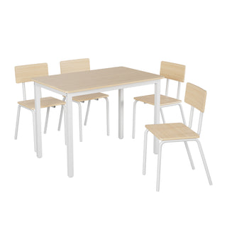 5-Piece Dining Table Set with 4 Chairs, 43" Kitchen Table and Chairs Set for 4, Metal Frame and MDF Board Dining Room Table, Perfect for Small Space, Easy to Clean
