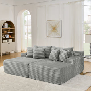 Gray Velvet 2-Seater Compressed Lazy Sofa | Modern No-Assembly Lounge Chair