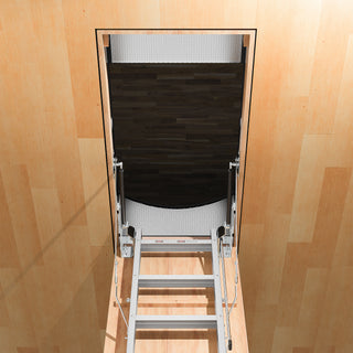 Pull‑Down Aluminum Attic Ladder with Custom‑Fit Insulation Cover – 22.5" x 54" Attic Stair Opening, Aluminum‑Foil Insulated Zippered Cover, Easy‑Access Attic Stair Combo Set