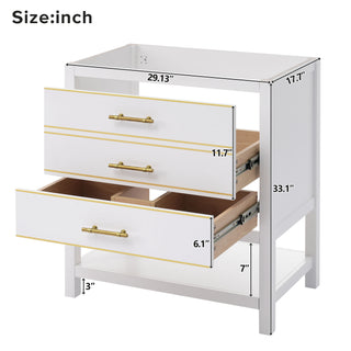 [Cabinet Only] 30' Bathroom vanity-WHITE(Sink not included)