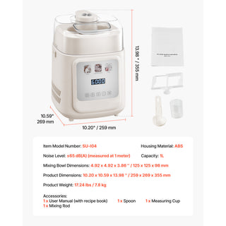 Upright Automatic Ice Cream Maker with Compressor, White