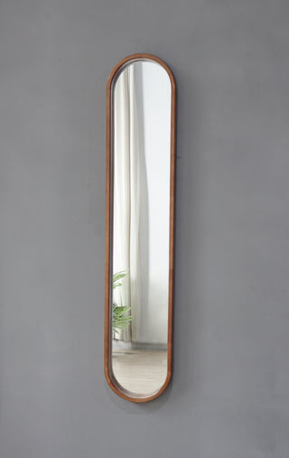 9.5x2x47.2' Decorative Rubber Frame Mirror with Elongated Oval Frame, Brown