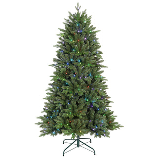 7FT Prelit Christmas Tree with 340 RGB LED Lights & Easy Power Setup, 2126 PE/PVC Tips, 50 Functions – Multicolor Artificial Holiday Tree for Home, Party, or Living Room Decor