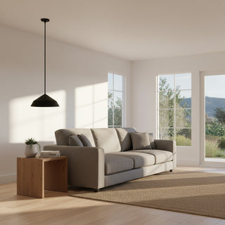 Modern 14-Inch Integrated LED Black Pendant Light - Dimmable Minimalist Hanging Ceiling Fixture for Kitchen Island, Dining Room, and Office - Industrial Grade High-Lumen Architectural Lighting