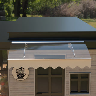 DA4734W Series Door Window Awning, 47" Wide x 34" Deep, Crystal Solid Polycarbonate Sheet and Aluminum Alloy with Valance for Wooden Wall House
