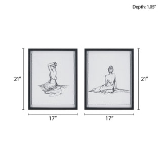 Black and white figure sketch 2-piece framed wall art set, view 6