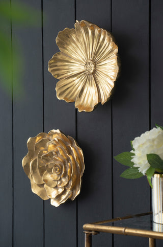 S/2 Gold Rose Hanging Wall Accents