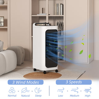 HOMCOM 26" Evaporative Air Cooler with Ice Packs, 3-in-1 Cooling Fan, 90° Oscillation, Timer & Remote – Portable Swamp Cooler for Home & Office