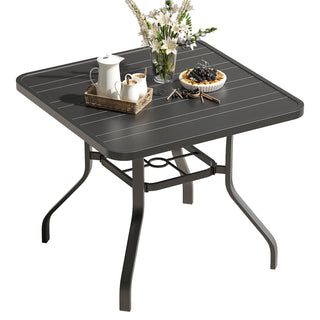 35" x 35" Square Patio Dining Table – Weather‑Resistant Metal Outdoor Table with 1.57" Umbrella Hole, Modern Outdoor Furniture for Patio, Garden, Backyard & Poolside