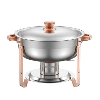 5 Qt 4-pack round chafing dish buffet set rose gold, view 6