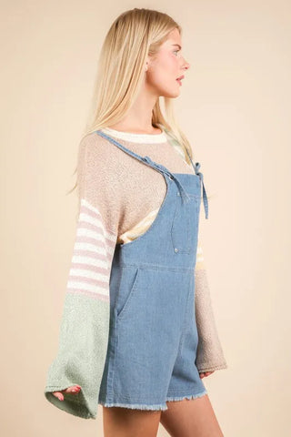 VERY J Mineral Washed Denim Casual Romper