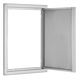 BBQ Access Door, 17W x 24H Inch Single Outdoor Kitchen Door, Stainless Steel Flush Mount Door, Wall Vertical Door with Recessed Handle, for BBQ Island, Grilling Station, Outside Cabinet