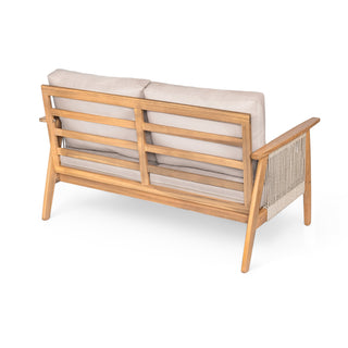 Outdoor 4-piece Acacia Wood and Rope Sectional Patio Sofa Set