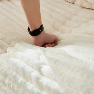 Beige 102.4" Plush Corduroy 4-Seat Sofa - Modern Deep Seat Cloud Couch with Pillows