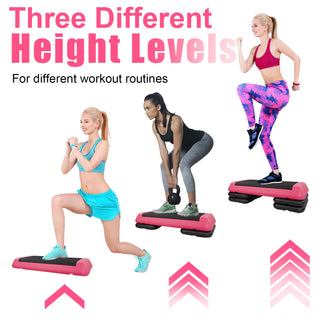 The Red Aerobic Step Platform with 4 Risers Adjustable, Health Club Size Steppers for Exercise with risers for adjustable Home Workout, stair stepper for exercise and home gym