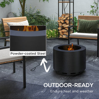 19" Portable Smokeless Fire Pit | Wood Burning Stainless Steel Bonfire Stove with Poker