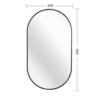 Black 20 x 33 Inch Metal Oval  Mirror