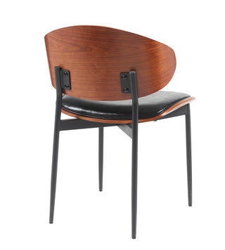 Mid-Century Modern Dining Chairs Set of 2 – Italian-Inspired Bentwood Design with Matte Metal Legs & Luxe PU Leather Seating