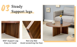 Versatile Round Coffee Table – Walnut-Finished MDF, Modern Minimalist Nordic Style, 31.5" Diameter

