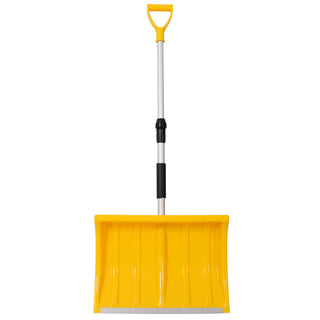Portable Adjustable Height Snow Shovel with D-Grip Handle, 19' Blade,Snow Shovel for Driveway, Car, Home & Garage, Snow Sand Mud Removal Tool, Yellow Color