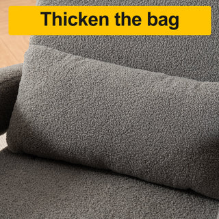 Cozy Dark Grey Teddy Fabric Armchair - Modern Sturdy Lounge Chair with Curved Arms and Thick Cushioning for Plush Comfort