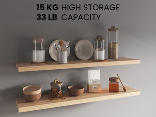 Ecco 47" Wide Floating Shelves Set of 2 – Wall Shelves for Bedroom, Bathroom Storage, Book Shelves for Living Room Decor