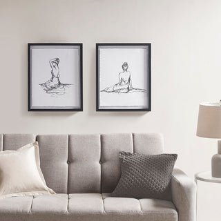 Black and white figure sketch 2-piece framed wall art set, view 4