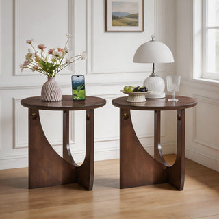 100% solid wood edge table 2-piece set, natural wooden edge table, simple center table, living room minimalist decor table