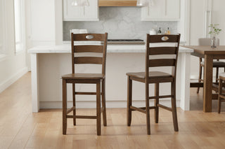 Casual 5-Piece Counter Height Dining Set – Square Wooden Kitchen Table with 4 Matching Side Chairs, Heavy Duty Dining Room Furniture Set, Modern Espresso Brown Finish, Space-Saving 5-Pcs